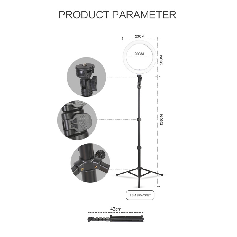 HQ-10 inch ring light set Beauty Live makeup light self-timer photography three-color soft light Live Light