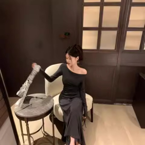 Suit women's autumn and winter irregular waist swing collar long-sleeved top with a set of high waist skirt two-piece set