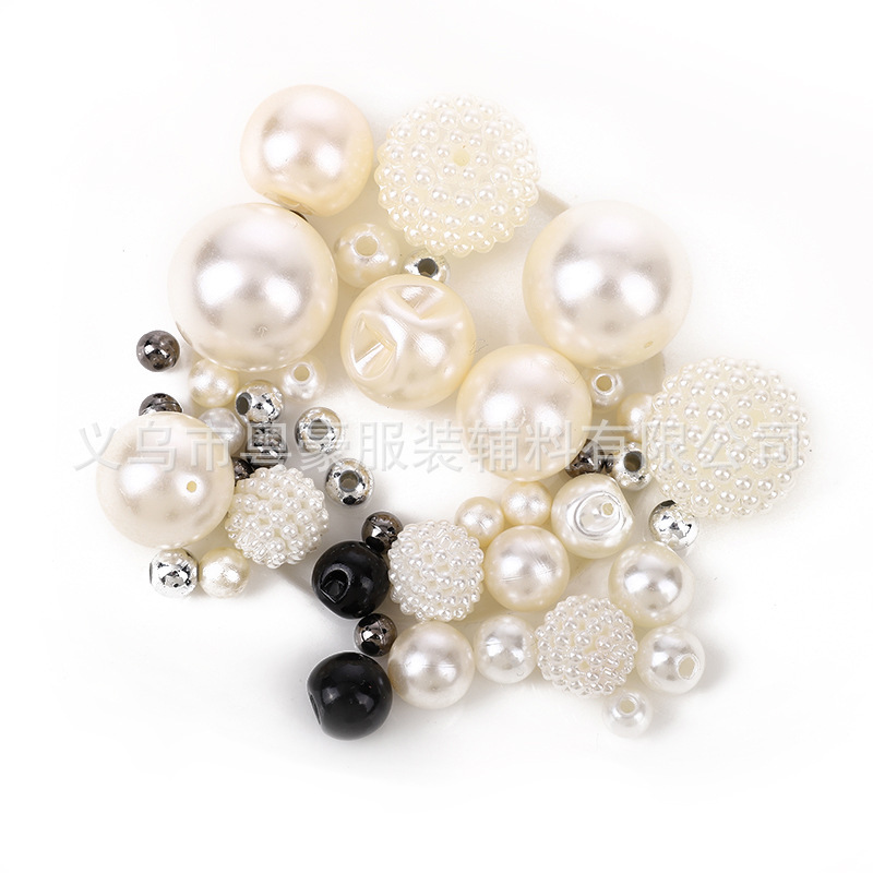 ABS high-brightness imitation pearl semicircle flat bottom no hole straight hole dark foot pearl jewelry DIY beaded material clothing jewelry