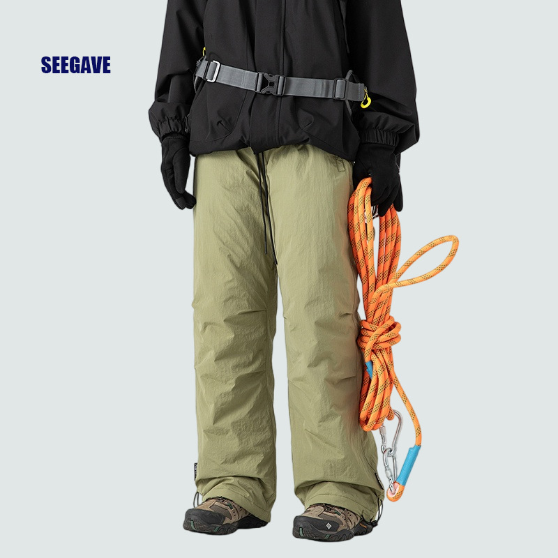 Northeast Cold-proof Soft Shell Charge Down Pants Men's Winter Thickened Warm Cow Pants Outdoor Anti-fan Ski Pants