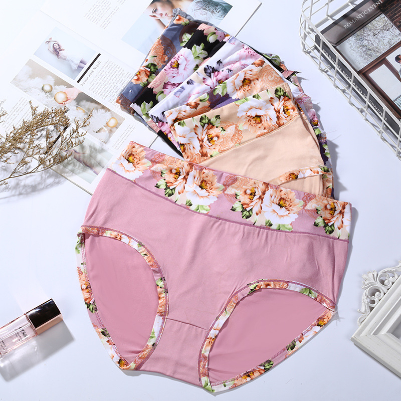 Белье большого размера русское однотонное с цветочным принтом стиль для полных женщин сексуальные красивые ягодицы экспортные высокие бриджи
