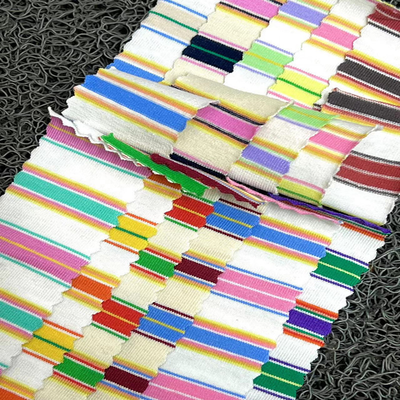 Pure cotton color striped 32s yarn-dyed knitted T-shirt fabric fashion children's clothing women's clothing striped fabric