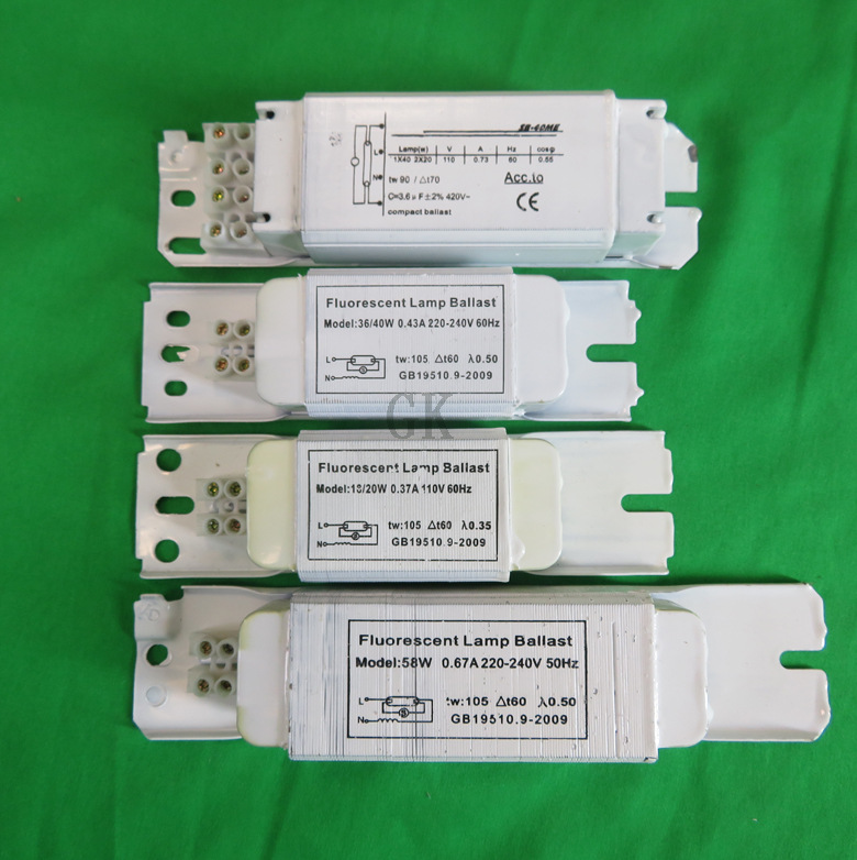 T8 fluorescent lamp inductive ballast 110V/220V ultra static fluorescent lamp inductive ballast 20/40/58W W