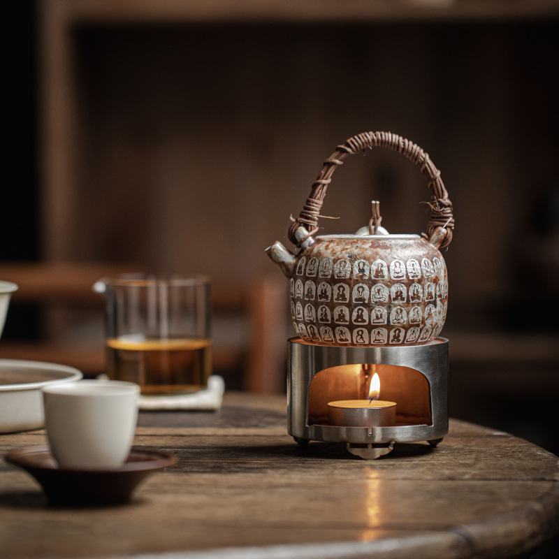 Stainless steel outdoor small tea stove tea stove tea stove candle alcohol lamp base portable stove