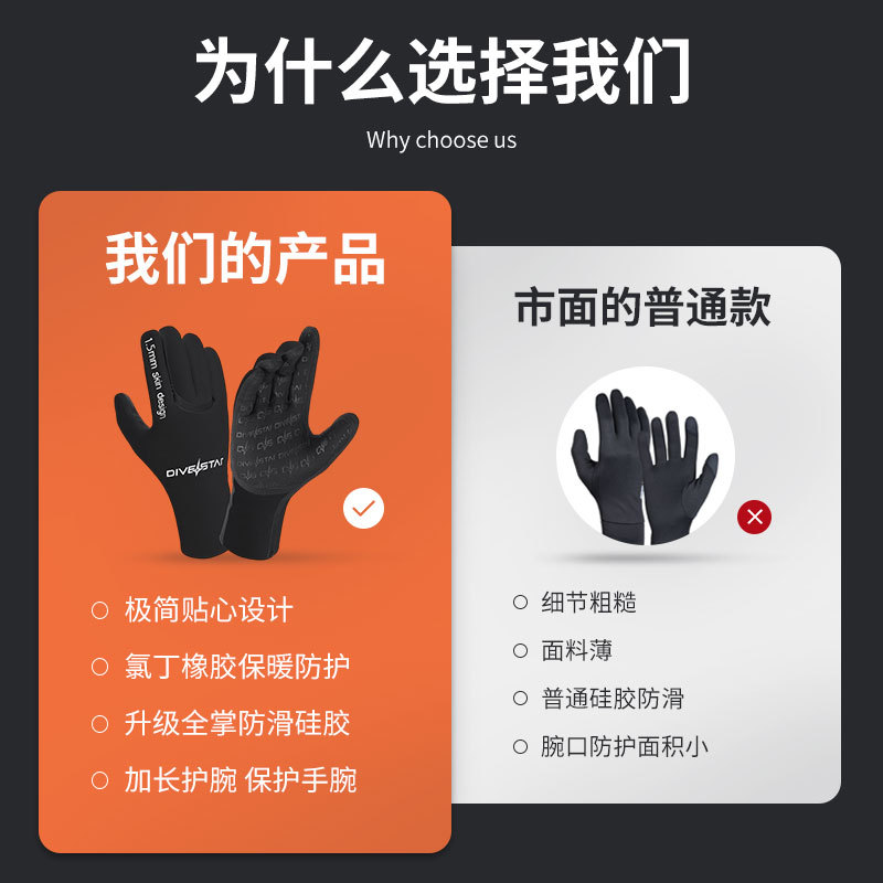 Qianxing 1.5mm Diving Gloves Surfing Non-Slip Deep Snorkeling Outdoor Skiing Fishing Wear-Resistant Swimming Warm Gloves