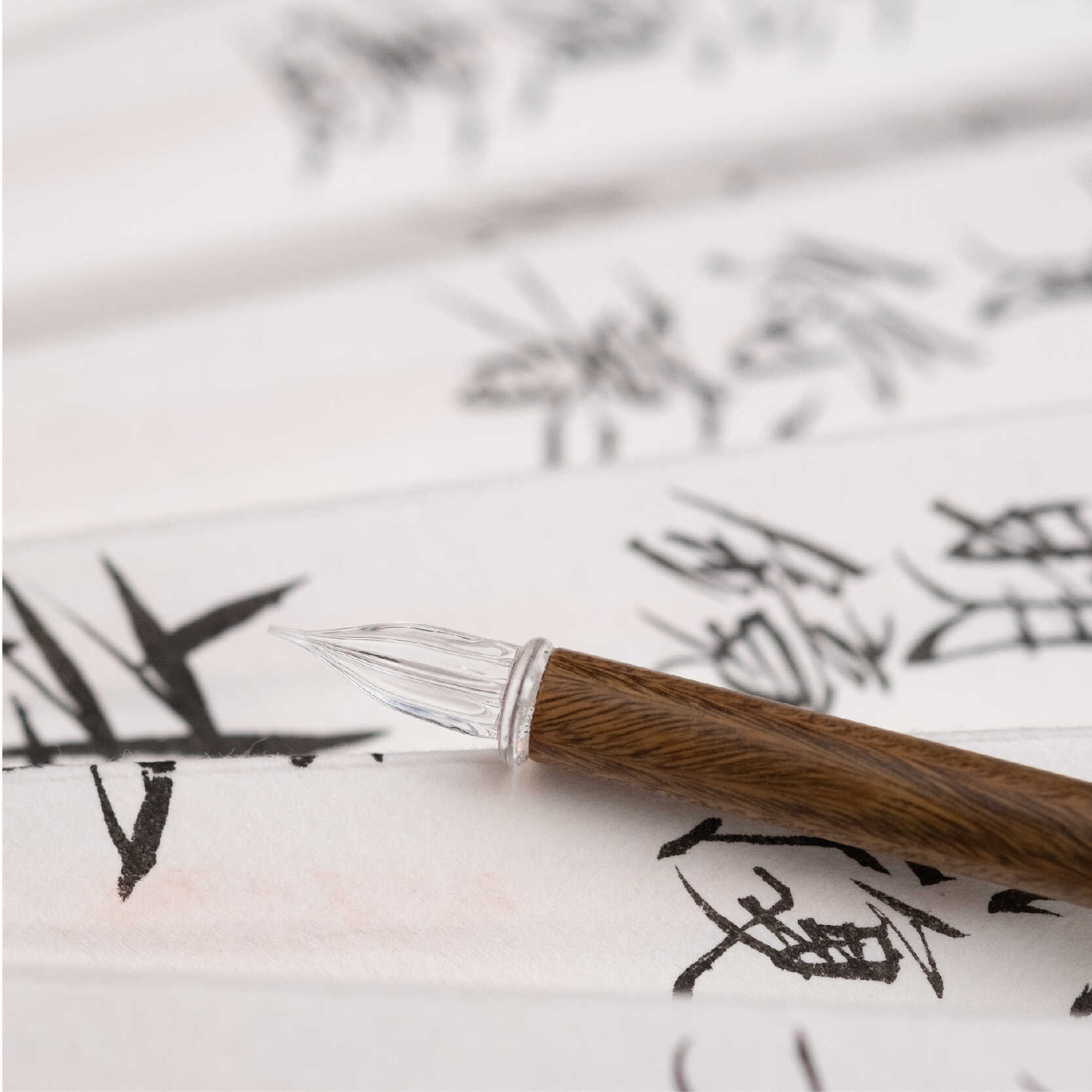 Fanyantan Fangyangtan Wooden Pole Dip Pen Color Ink Test Color Glass Pen Handmade Polished Log Pen