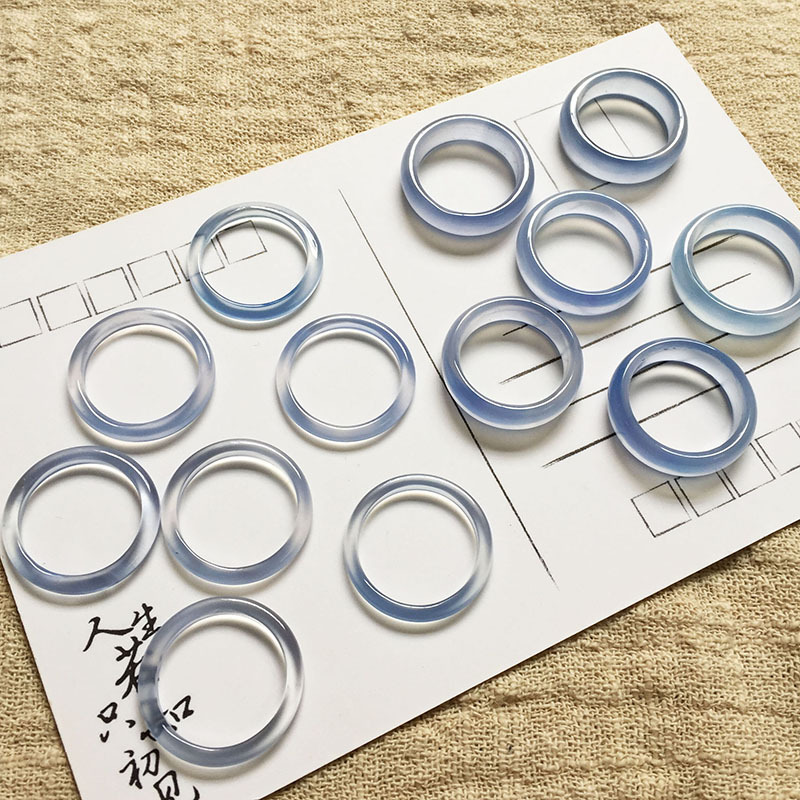 Кольцо из натурального ледяного голубого халцедона, простое кольцо для мужчин и женщин