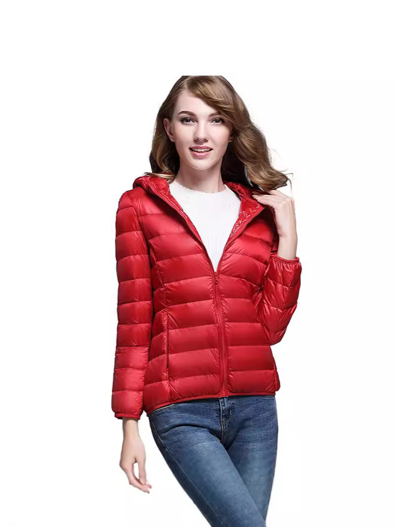 2024 New Thin down Jacket Women's Hooded Korean Style Short Women's White Duck down Lightweight down Jacket Women's Wholesale