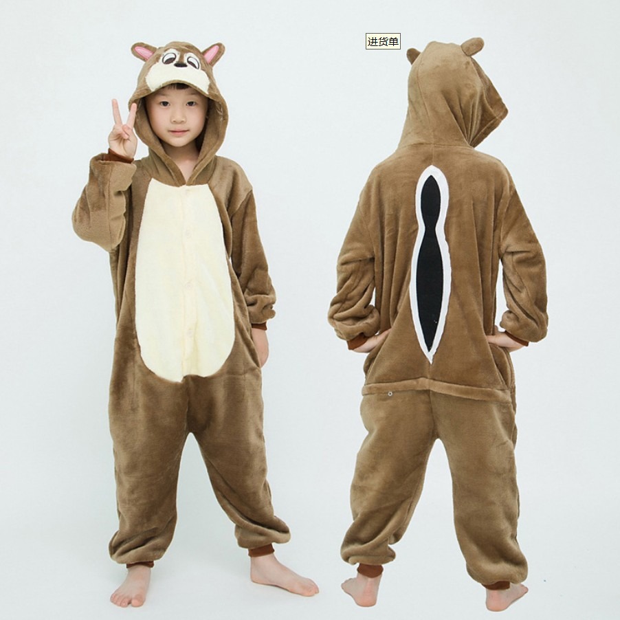 Осенние и зимние пижамы с черепом для мальчиков и девочек, мультяшные пижамы с бурундуком, домашняя одежда, сшитая летучая мышь