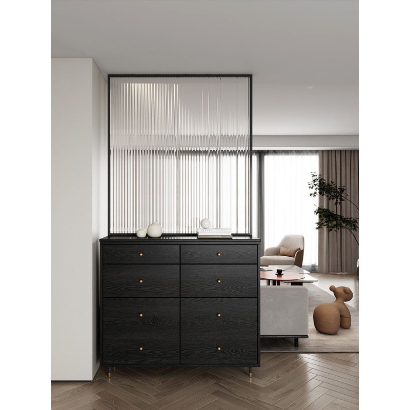 Light Luxury Entrance Door Entrance Cabinet Shoe Cabinet Integrated Household Living Room Changhong Glass Screen Partition Room Cabinet to Top