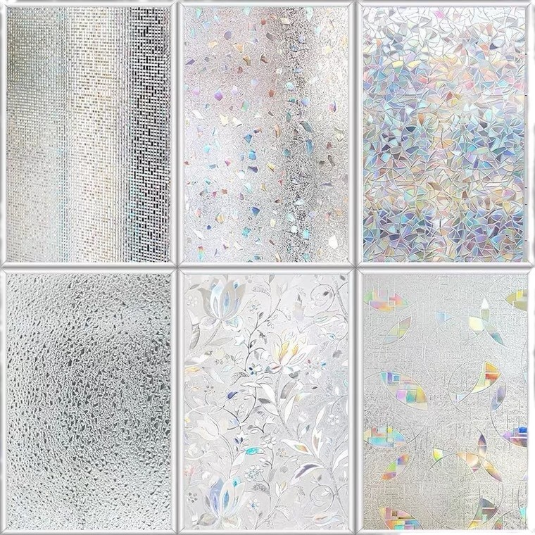 Rainbow Window Glass Sticker, Static Cling, Adhesive-Free, Laser, Bathroom Privacy, Light-Transmitting but Not See-Through, Semi-Transparent