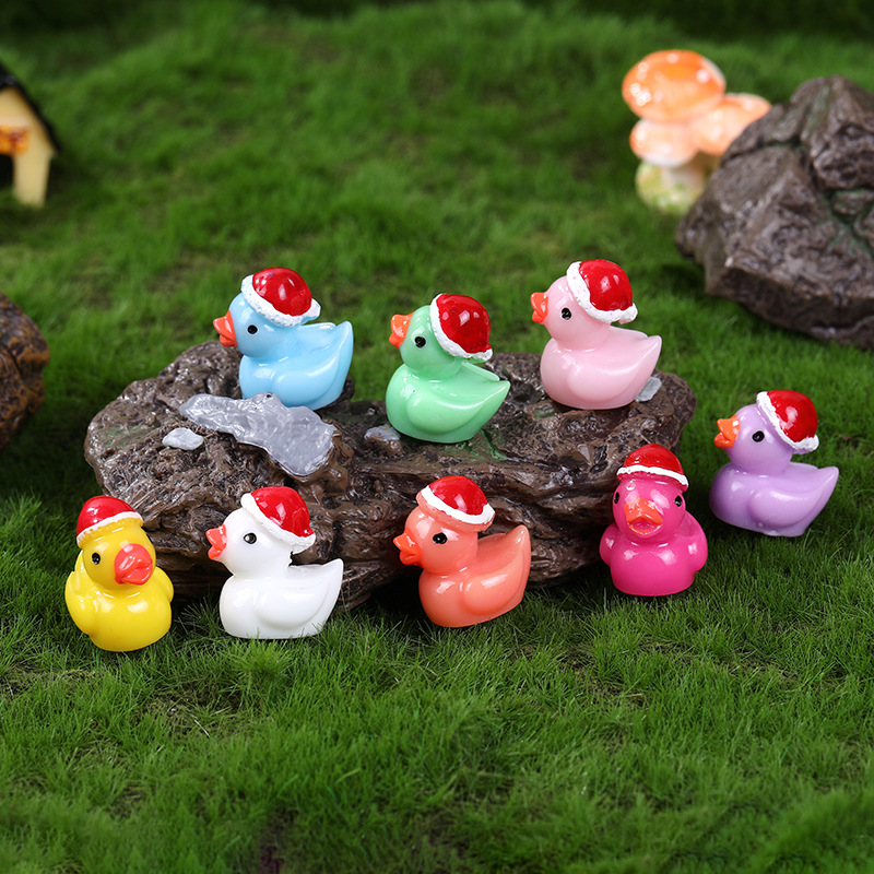 Рождественское украшение, микро-ландшафт, милые животные, мультяшные рождественские шапки, утка, смоляные ювелирные аксессуары, оптовая продажа