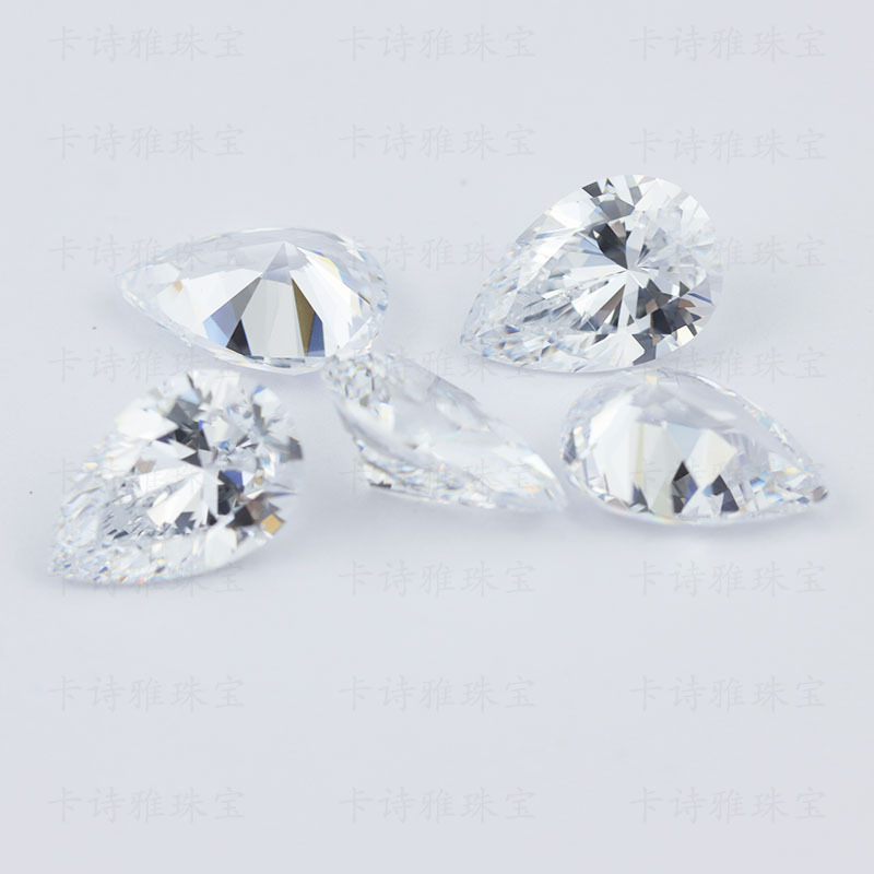 Factory wholesale white teardrop shaped gemstone ring with stone synthetic zircon jewelry pear shaped ring high carbon diamond