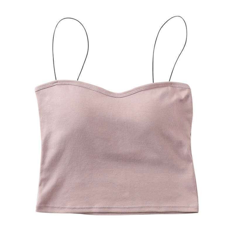 Women's Korean-style oil painting camisole short summer outer wear sexy strap chest pad without steel ring ins fresh beauty back