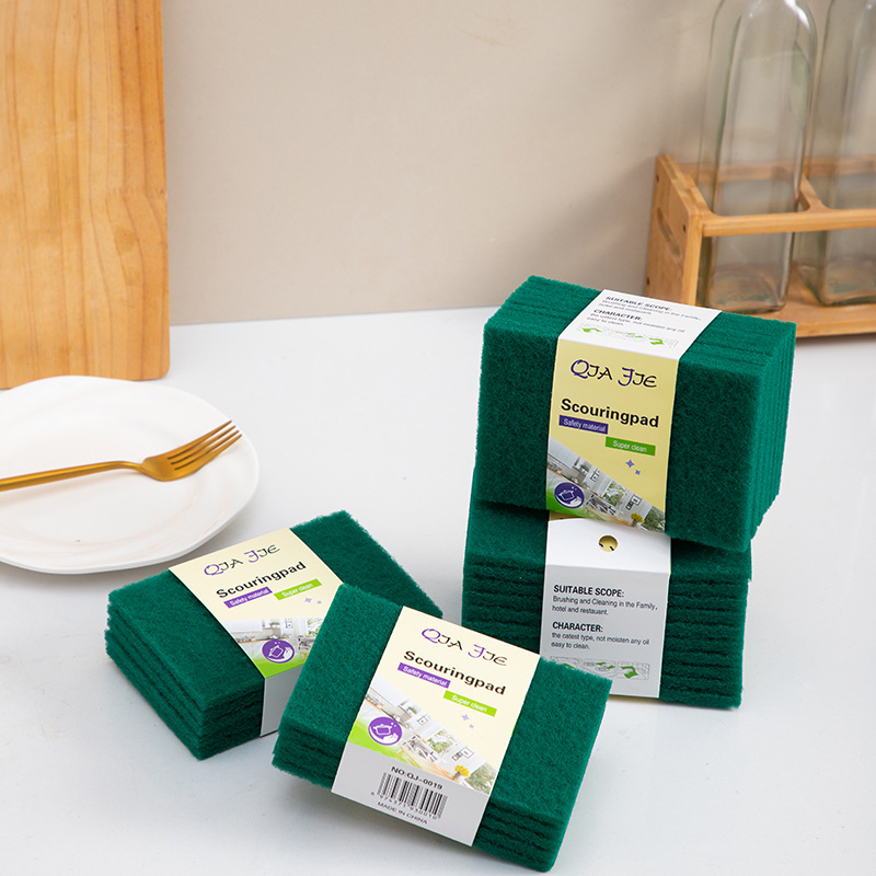 Green 0.8mm sand-free needle-punched scouring pad household rust removal cleaning dishwashing sponge block single piece 5 pieces 10 pieces