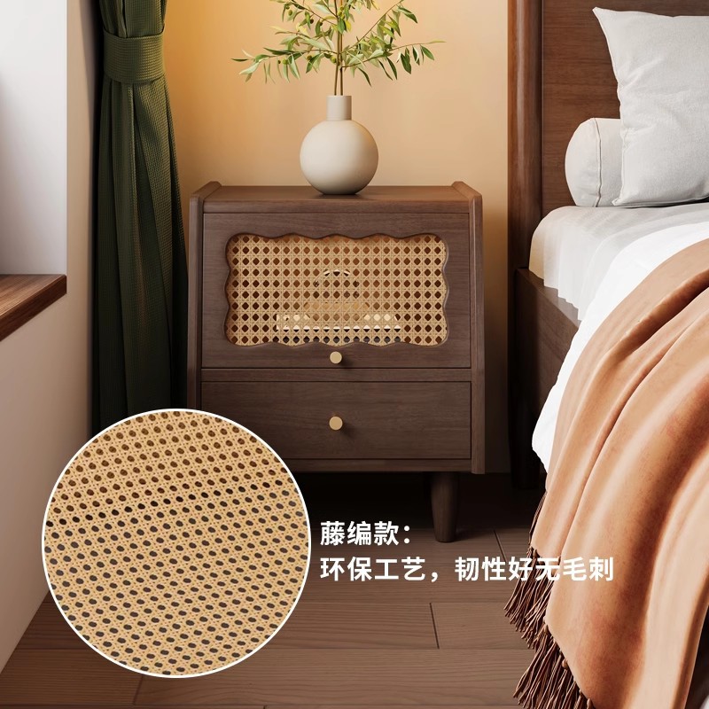 Bedside Cabinet for Rental Room Retro Solid Wood Bedroom Removable Simple Small Bedside Installation-Free Bedside Cabinet