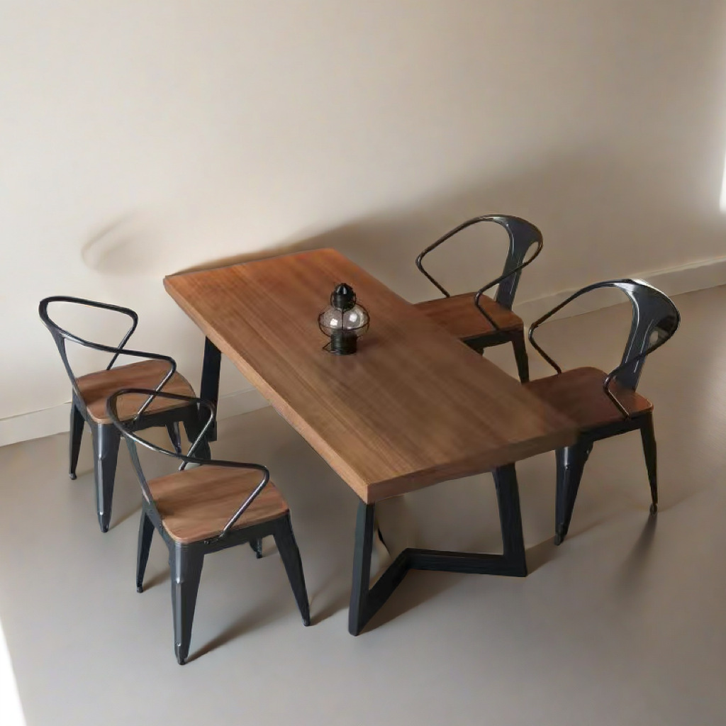 Iron solid wood dining table and chair combination industrial style bar bistro hot pot restaurant Restaurant Restaurant beverage shop barbecue shop