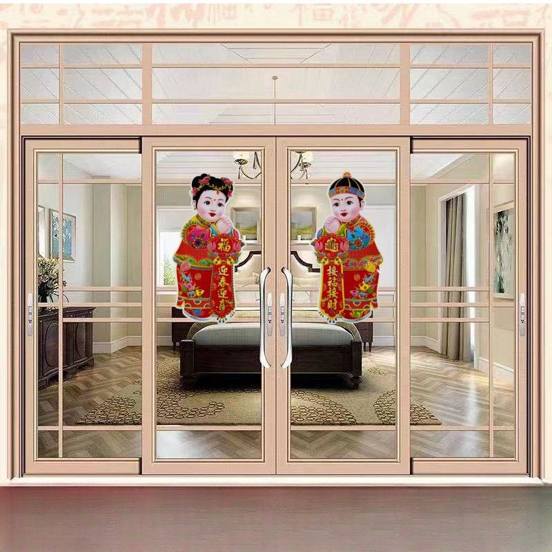 2026 Year of the Horse New Year Golden Boy and Golden Girl Door Stickers New Year Decoration Festive Door Stickers Children's New Year Picture Door Stickers