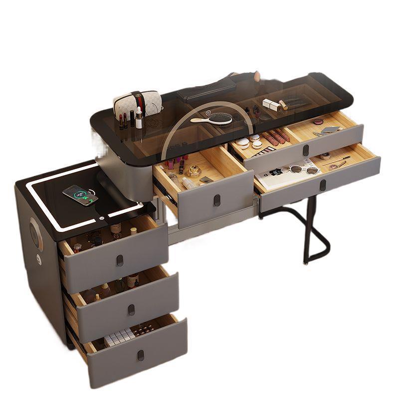Smart Bedroom Dressing Table Wireless Charging Light Luxury Soft Bag Dressing Table Modern Simple Multi-Functional Solid Wood Dressing Table