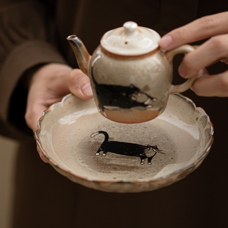 Zhiwild cat Tingtao Pot Bearing Tea Pot Bearing Pot Ceramic Teapot Heat Insulation Cushion Tea Set Accessories Fruit Tray Refreshment Tray