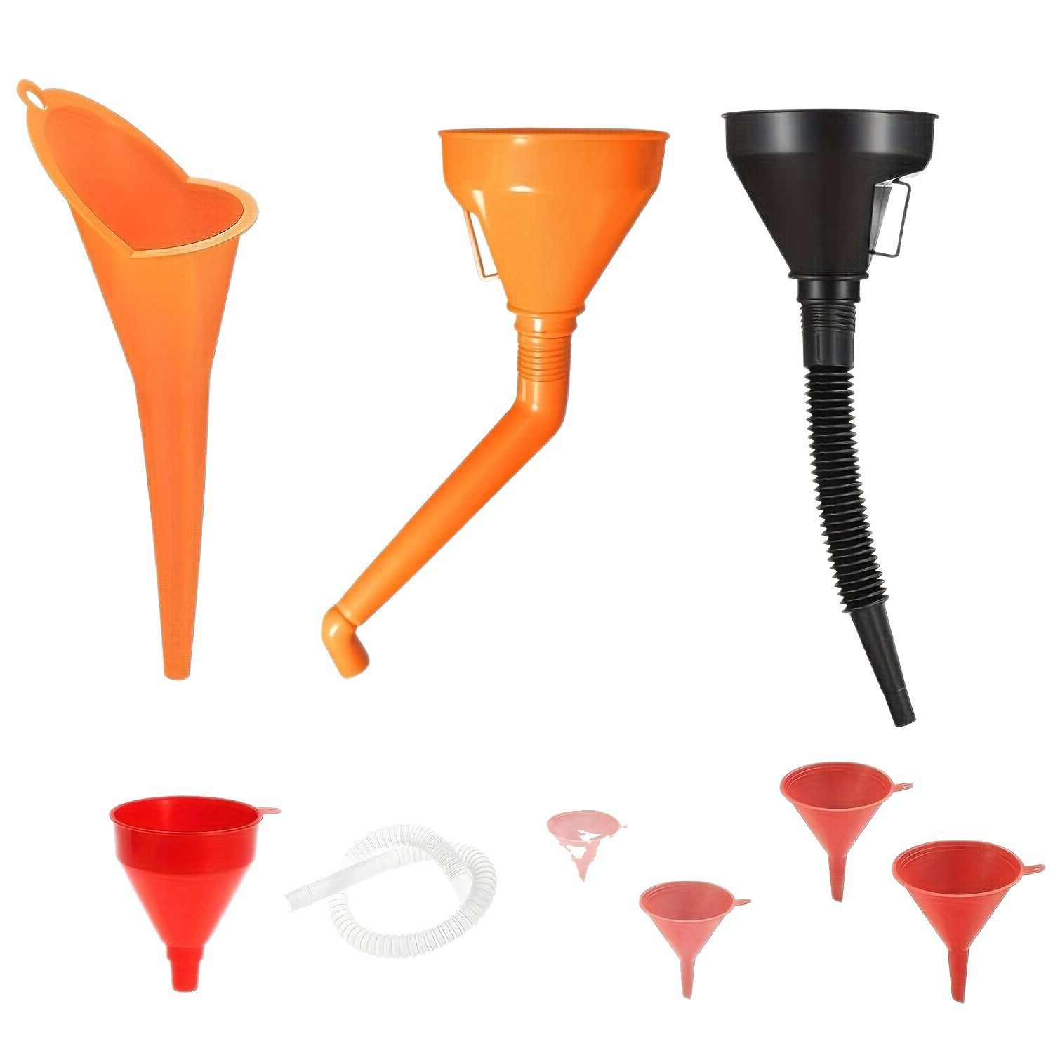 Cross-Border Hot-Selling Oil Funnel Set with Filter Telescopic Tube for Car and Motorcycle Oil and Gasoline Plastic Long Mouth