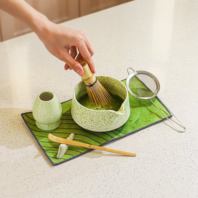 Japanese Matcha Tea Set with Bamboo Whisk, Matcha Brush, Tea Whisk Stand, Tea Tools Set, Cross-Border Ready Stock Dropshipping