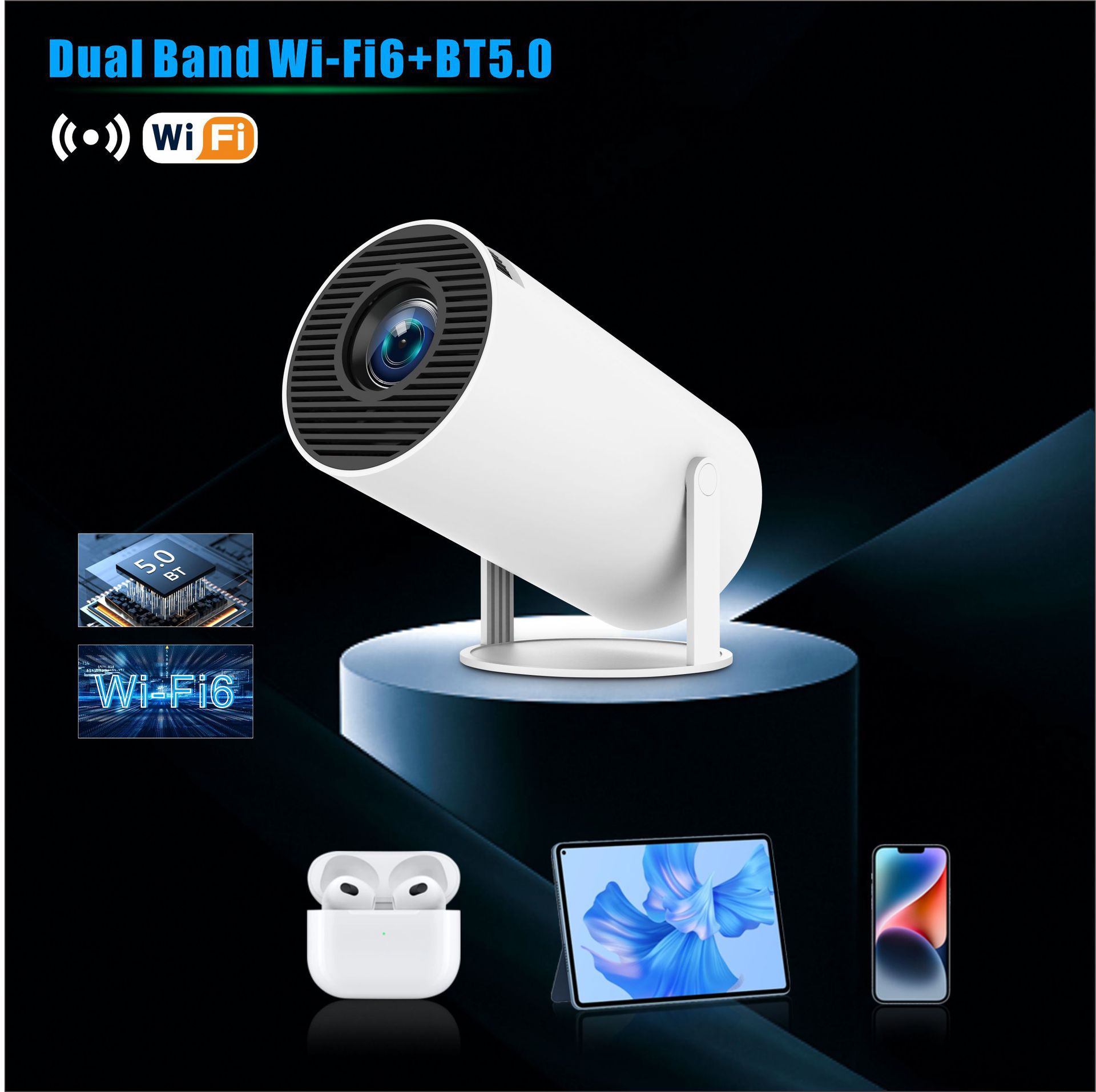 X10T Cross-border Explosions Gun Projector Android 13 System Bluetooth 5G Dual Frequency Support 4K Decoding Portable HD