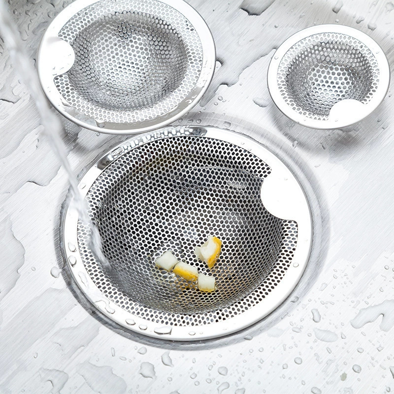 Sink filter stainless steel sewer anti-blocking bathroom washbasin hair leak net dish filter cover
