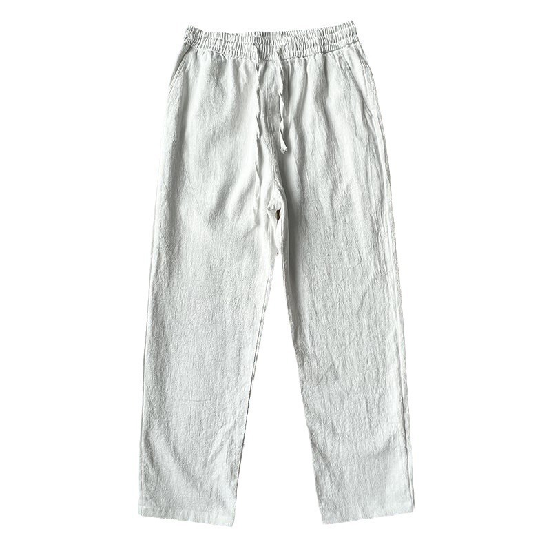Cotton and Linen Pants Men's Summer Thin Loose Dagging Straight-leg Wide-leg Ice Silk Linen Long Pants Fashion Brand plus size
