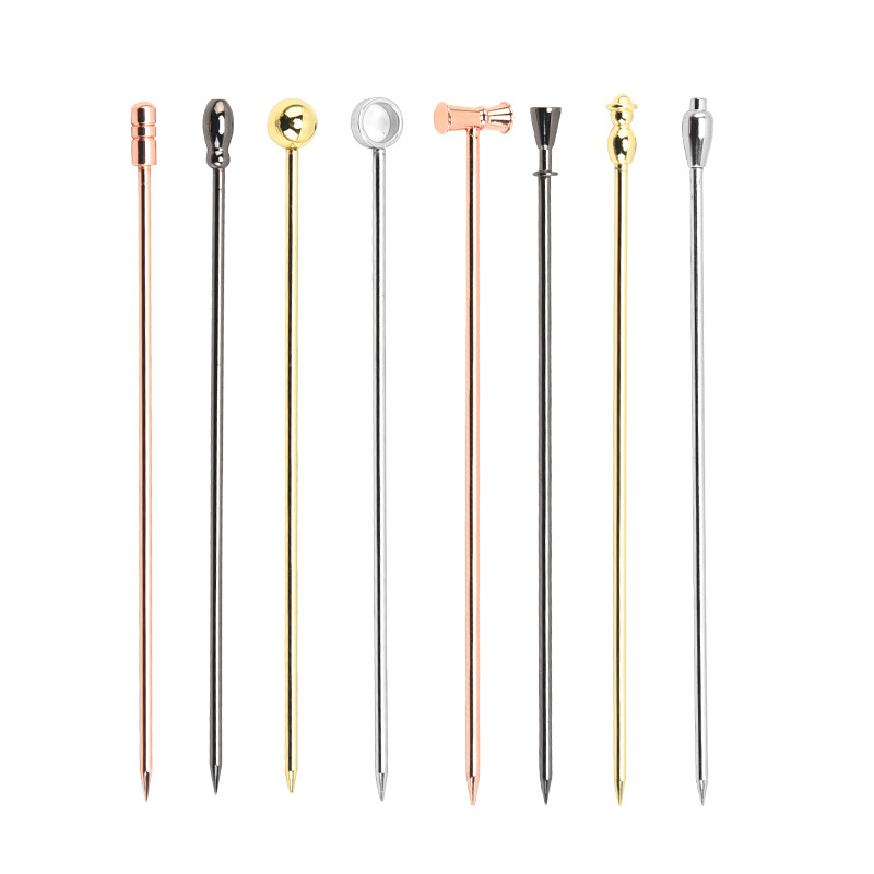 Manufacturers 304 stainless steel round bead fruit fruit card cartoon bar creative fruit needle tool cocktail sign