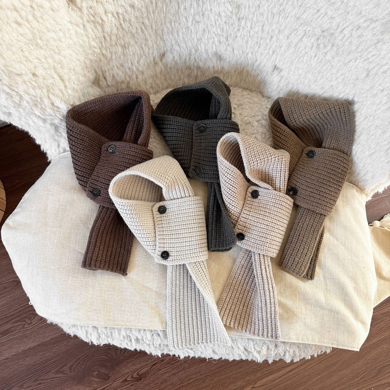 New Korean Children's Scarf Autumn and Winter Western Style All-match Men's and Women's Baby Scarf Button Korean Cross Pullover Scarf