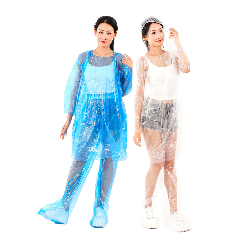 Separates Raincoat Set Disposable Raincoat Rain Pants with Feet Adult Rafting Outdoor Dustproof and Waterproof Poncho Wholesale