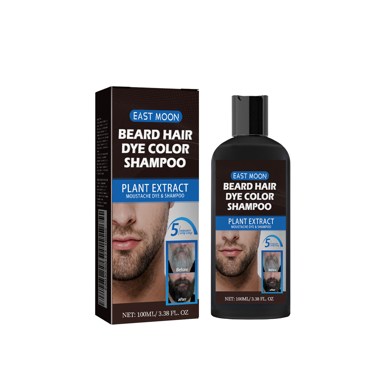 East Moon Beard Care Agent Men's Hair Beard Evenly Colored Slit Dry Care Black Agent