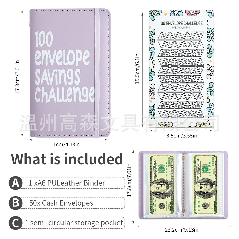 Cross-Border Popular 100 Days Money Saving Envelope Budgetstorage Book