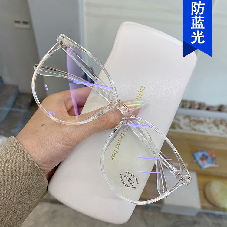 Flat Mirror Ultra-Light Cold Brown Glasses Frame for Women Without Makeup Whitening Round Frame Glasses Frame New Fashion Anti-Blue Light Glasses