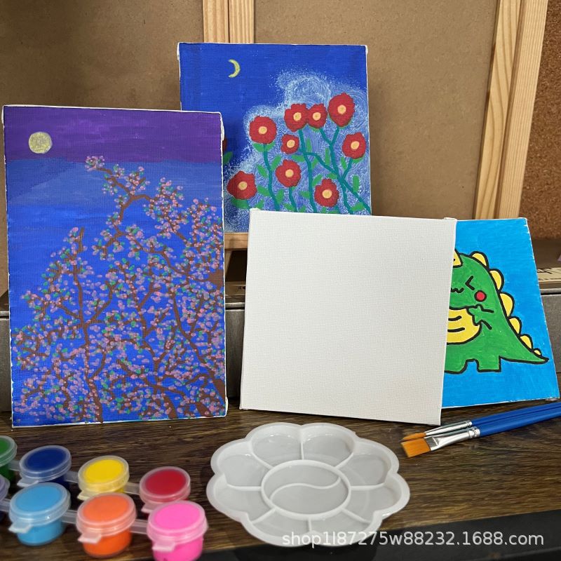 10*10 oil drawing board children's painting set mini DIY hand-painted with easel paint brush factory outlet