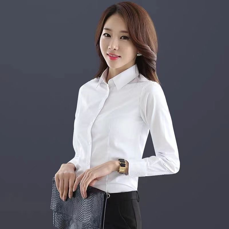 White Shirt Women's Long-Sleeved New Professional Formal Wear Thickeneded White Shirt Ol Elegant Women's Work Clothes Top