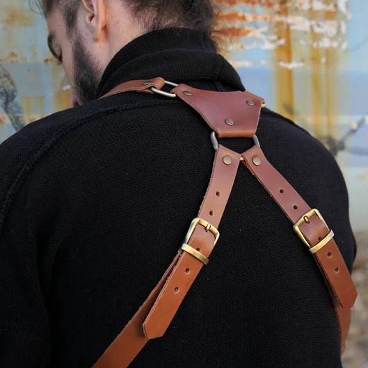 New Medieval Steampunk Retro Strap Underarm Backpack Halloween Cosplay Leather Wallet