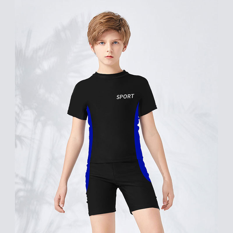 Hutun Kidsren's Swimsuit Boys' Medium and Large Kidsren's Split Training Swimsuit Boys' Swimming Trunks 2022 New Quick-Drying Suit