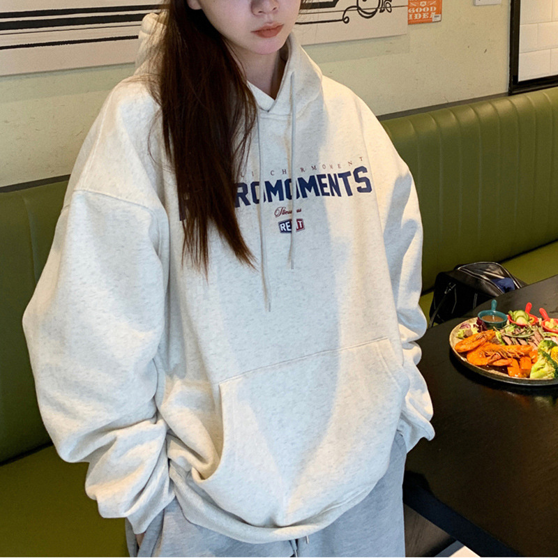 Fleece-lined hooded sweater women's autumn and winter Korean style new Women's Student loose top women's clothing Southeast Asia Foreign trade