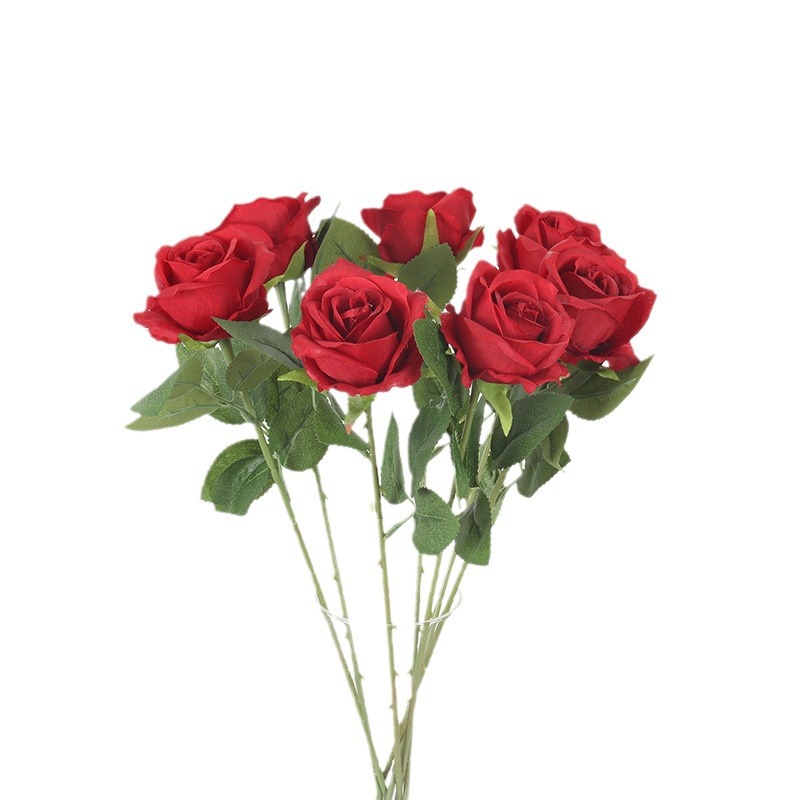 Artificial flannelette rose artificial fake flower Valentine's Day wedding decorative flower rose wall waterfall wholesale