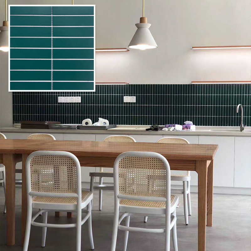 Nordic long brick dark green black white gray strip tile toilet bathroom wall tile mosaic tile processing custom