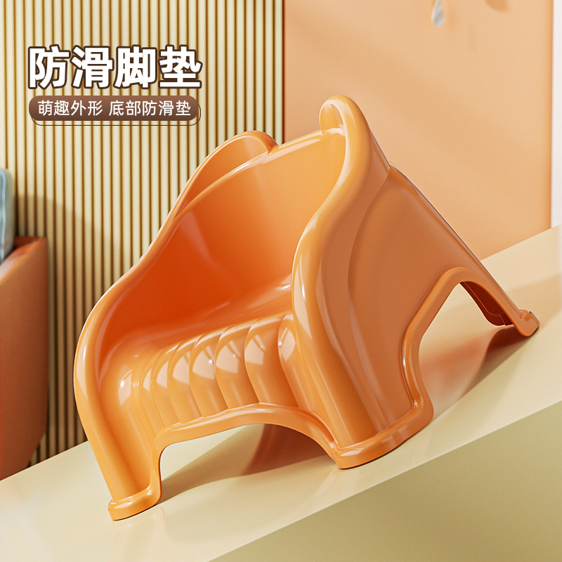 Children's Plastic Small Stool Backrest Chair Household Baby Sofa Small Chair Dining Chair Non-slip Bath Low Stool