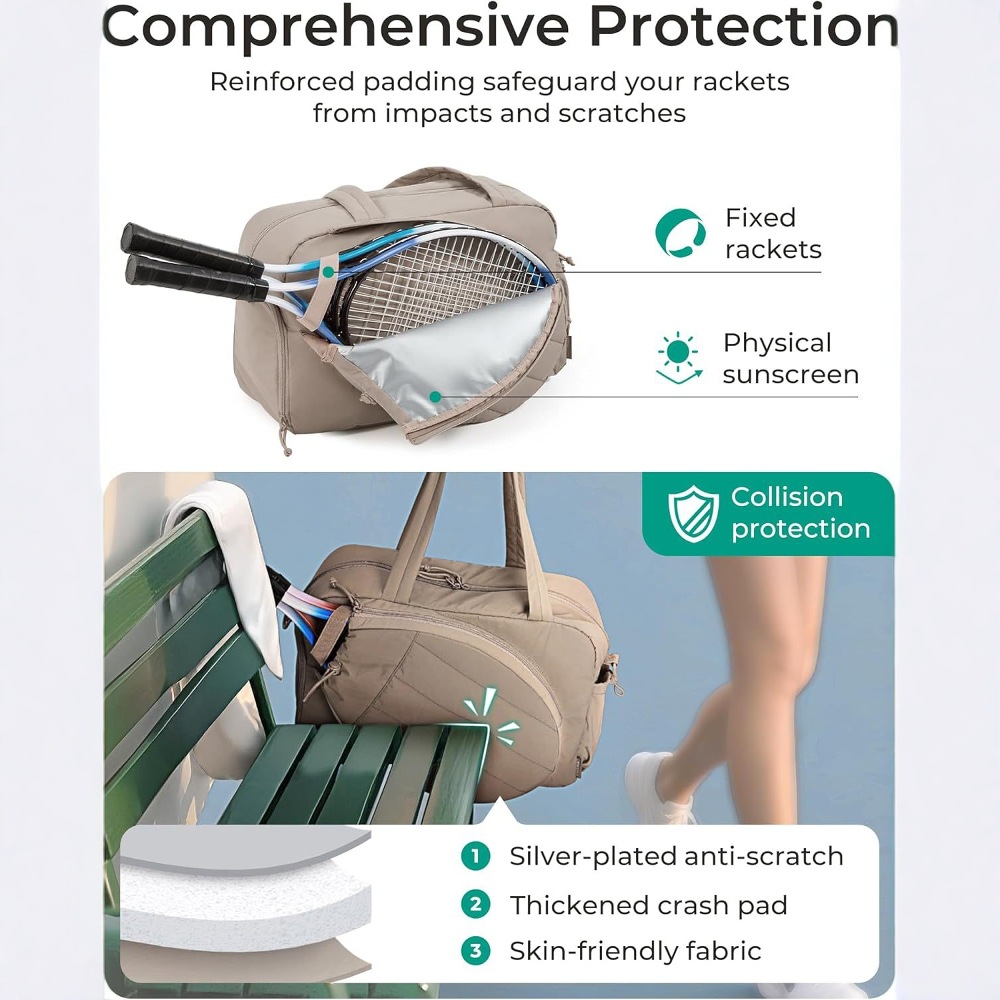 Quilted Tennis Bag, Fluffy Handbag, Women's Sports Bag, Racket Cover, Foldable Portable Shoe Compartment, Shoulder Bag