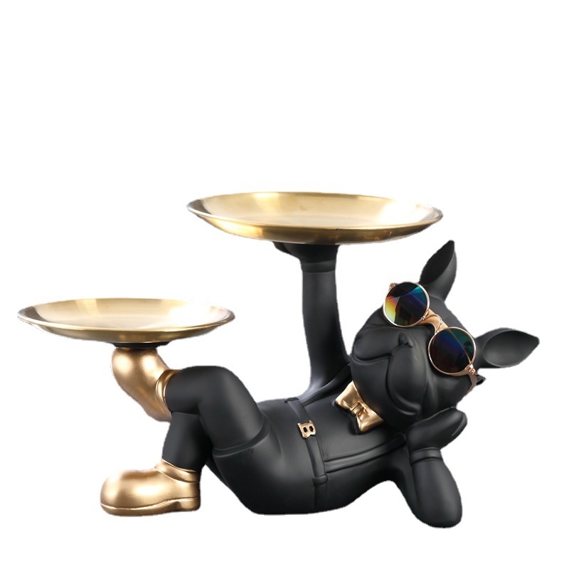 Creative Entrance Bulldog Key Storage Ornaments Entrance Shoe Cabinet Storage Tray Accessible Luxury Living Room Door Decorations