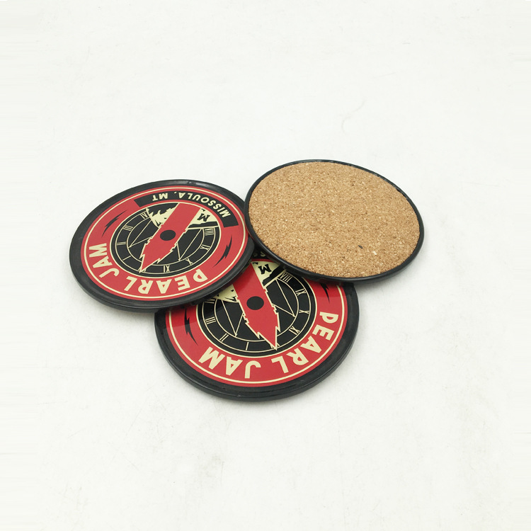 Wholesale Custom Tinplate Coasters and Placemats, Four-Color Special Printing, 90mm Diameter, Cork Stamping Table D