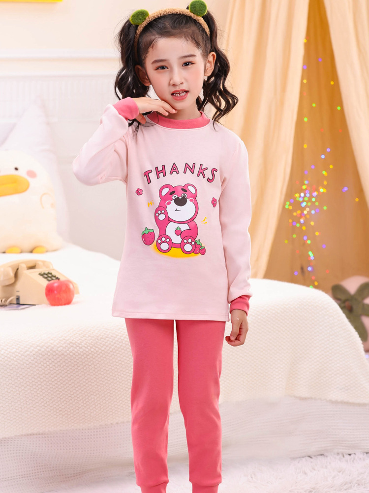 Boys' Autumn Clothes and Pants Cotton suit Girls' Middle Collar Underwear Children's Cotton Sweater Warm Bottoming Winter Pajamas