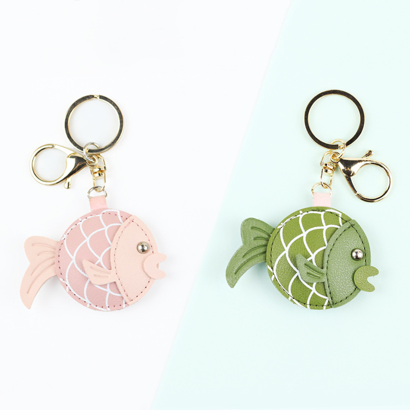 New PU Leather Car Keychain Creative Gift Keychain Cute Bag Hanging Year after Year Fish Personalized Gift