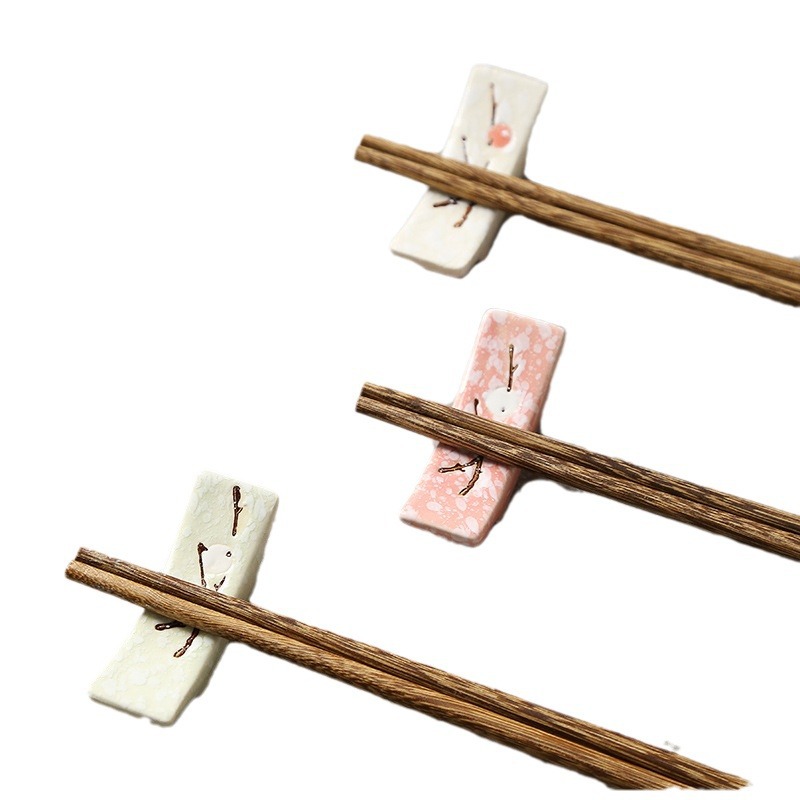 Japanese Chopsticks Rack Creative Simple Underglaze Color Ceramic Rack Mini Spoon Holder Chopsticks Holder Rack Plum Blossom Bracket Wholesale