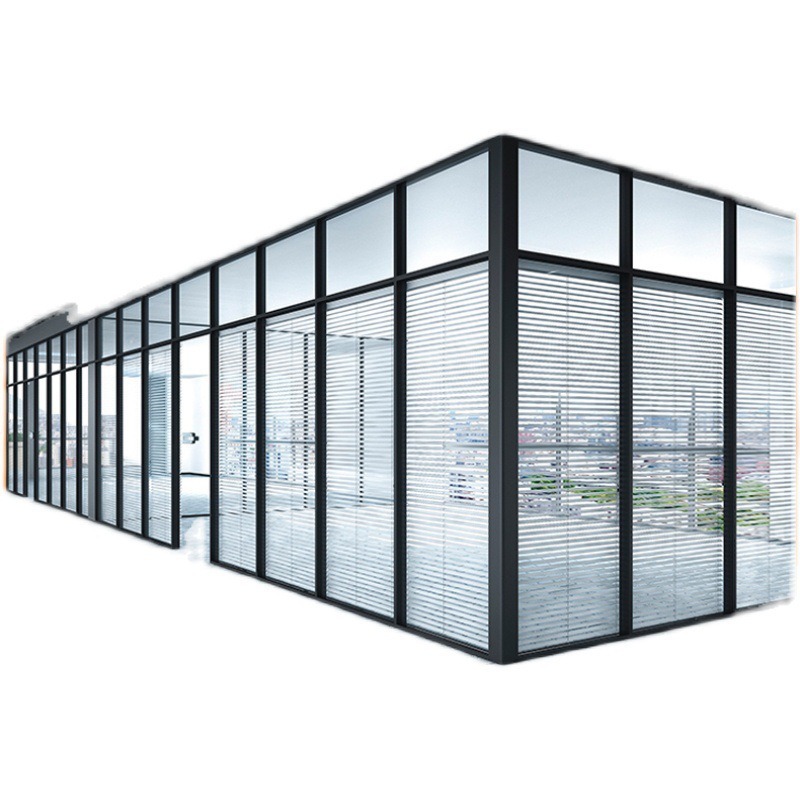 Guangdong Office Glass Partition Aluminum Alloy Double-Layer Hollow Louvered Partition Tempered Frosted Fireproof Soundproof Room